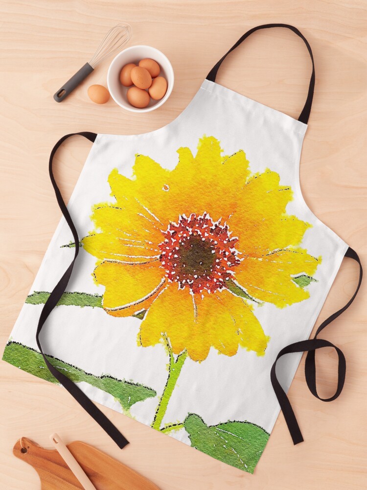 Thumbnail 1 of 6, Apron, Sunflower in Watercolor designed and sold by douglasewelch.