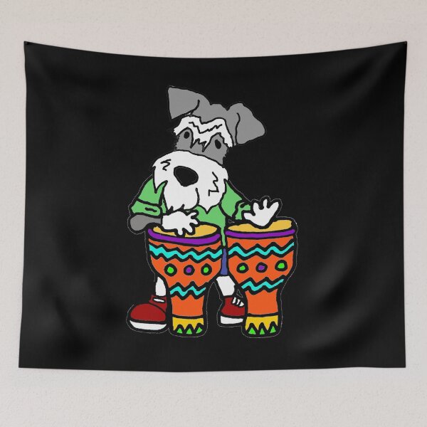 Item preview, Funny Miniature Schnauzer Dog Playing Bongo Drums designed and sold by Nature's Fancy.