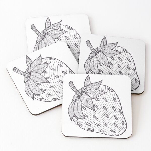 Item preview, Strawberry black and white doodle designed and sold by Bake-my-Design.