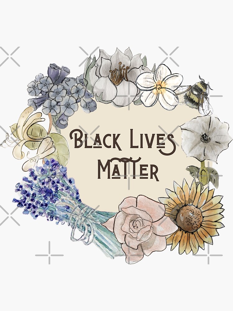 Black Lives Matter in Floral Wreath Illustration in Watercolor by WitchofWhimsy