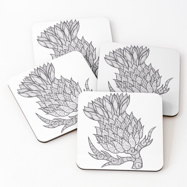Item preview, Thistle black and white doodle designed and sold by Bake-my-Design.