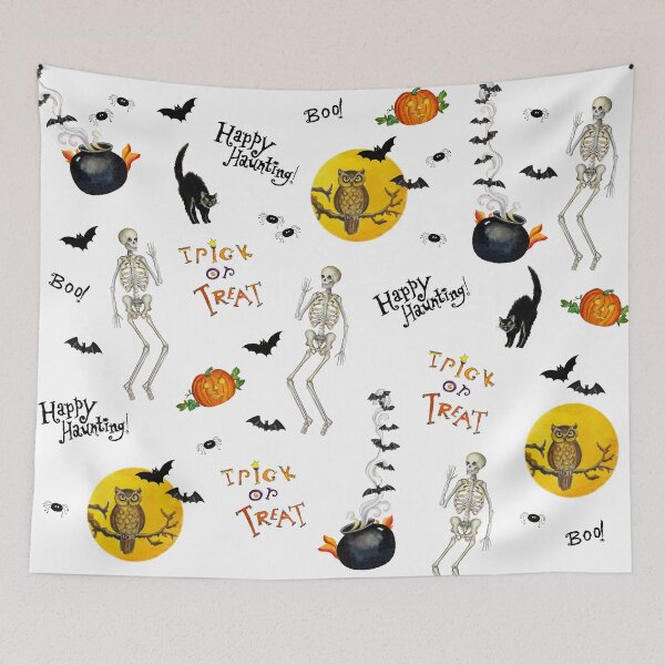 Item preview, Halloween skeleton, black cats and more  designed and sold by Sue Zipkin.