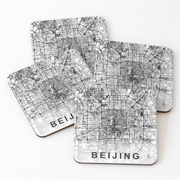 Item preview, Copy of Beijing, China CİTY ROAD MAP POSTER SİMPLE ALL ROADS BLACK AND WHİTE WİTH COUNTRY NAME AND COORDİNATES   designed and sold by rashadat.