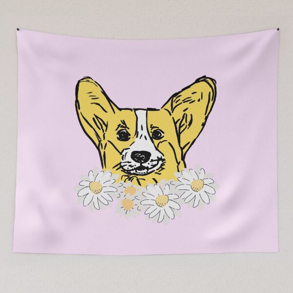 Item preview, Corgi with flowers designed and sold by NinaBetterNot.