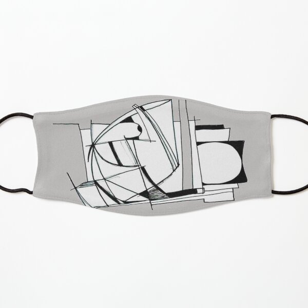 Abstract Sketch in Black & White on GREY Background Kids Mask