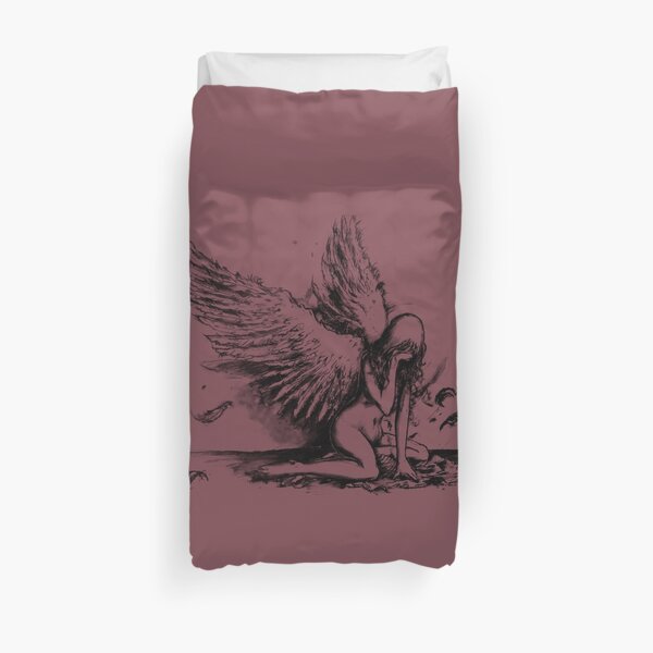 Crying Fallen Angel Drawing Duvet Cover