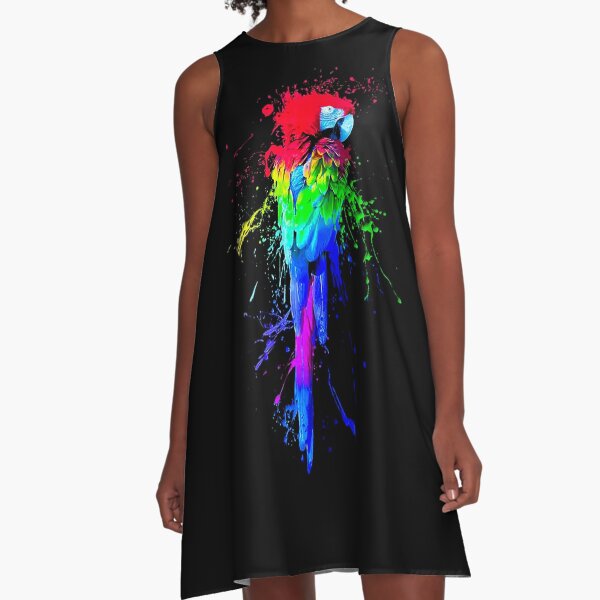Parrot painted in beautiful colors A-Line Dress