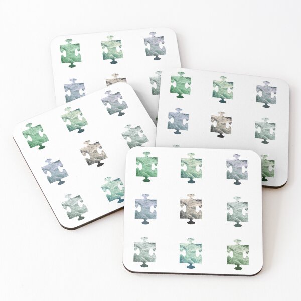 Item preview, Ocean Blue Niagara Falls waves in a rustic design of waves in Puzzle Piece Pattern in a white background designed and sold by Vero De.