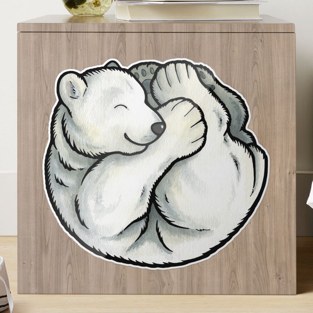 Polar Bear Cub Sitting and Roaring Wall Decal -  –  Wallmonkeys