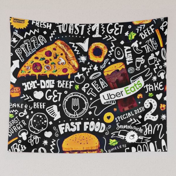 Item preview, UberEats Fast Food Doodle Art designed and sold by PureCreations.