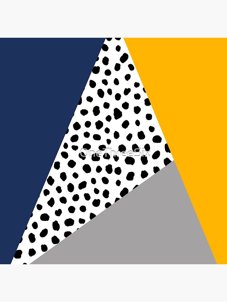 Geometric Polka Dot, Navy Blue, Mustard Yellow and Grey by OneThreeSix