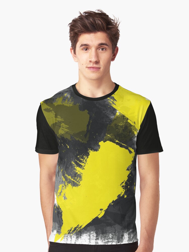 black and yellow graphic tee