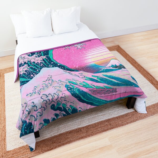 Artikel-Vorschau von Vaporwave-Ästhetik Große Welle vor Kanagawa Retro-Sonnenuntergang, designt und verkauft von CoitoCG.