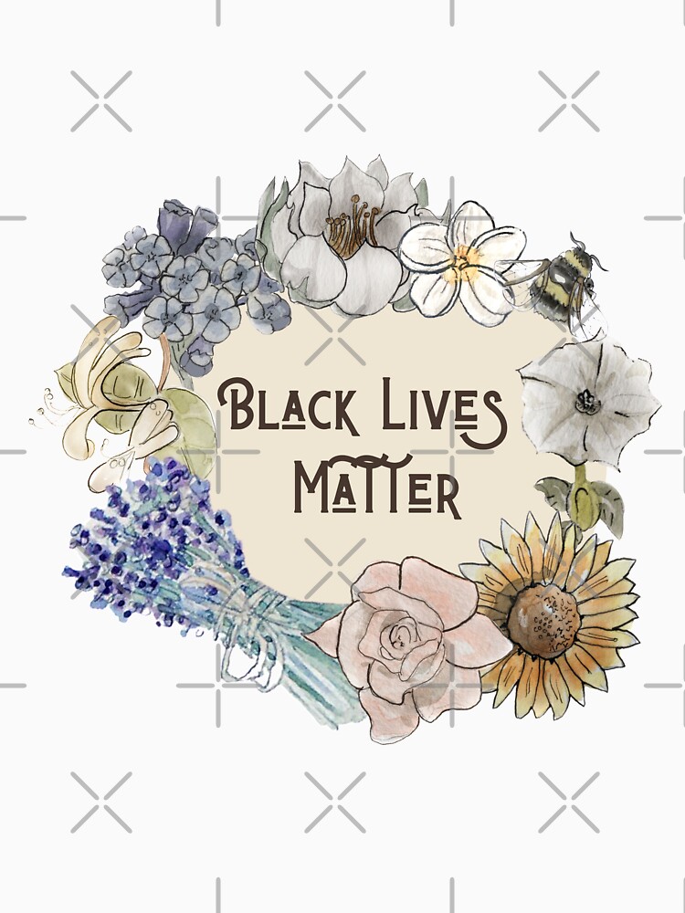 Black Lives Matter in Floral Wreath Illustration in Watercolor by WitchofWhimsy