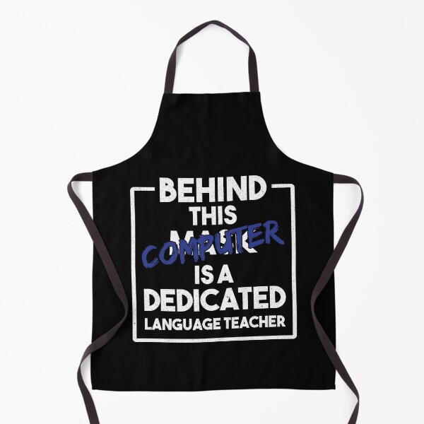 Aperçu de l'œuvre Derrière cet ordinateur de masque se trouve un professeur de langues dédié créée et vendue par GravitiTees.