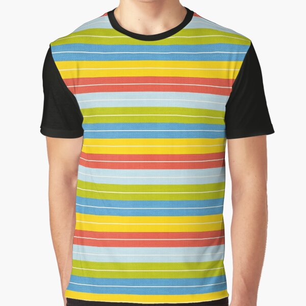red yellow green striped shirt