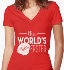 The World's Yer Erster Women's Fitted V-Neck T-Shirt