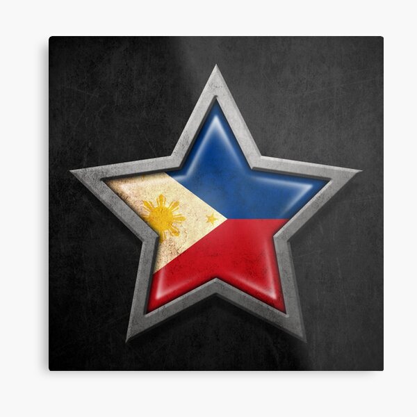 Filipino Flag Inside of an Aged and Scratched Star Metal Print