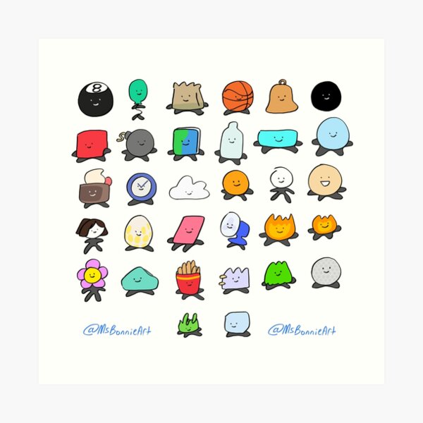 "Bfdi All Contestants Pack Part 1" Art Print by MsBonnie | Redbubble