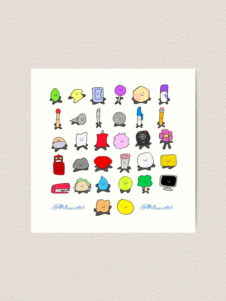 BFDI All Characters (Rainbow) | Art Print