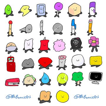 BFDI All Characters (Transparent) | Art Board Print