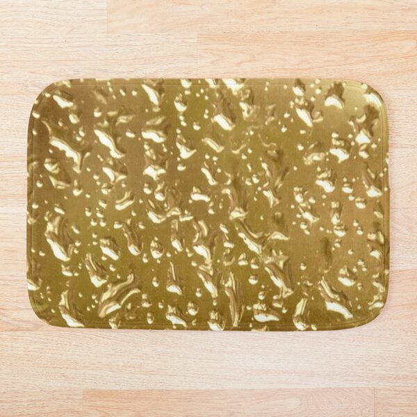 Golden Water Droplets Bath Mat