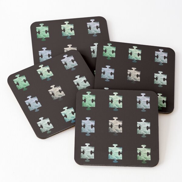 Item preview, Ocean Blue Niagara Falls waves in a rustic design of waves in Puzzle Piece Pattern in a Black Background designed and sold by Vero De.