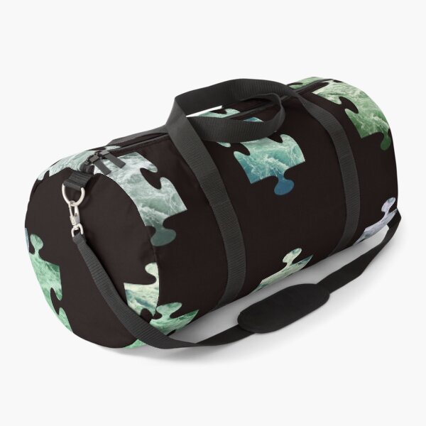 Item preview, Ocean Blue Niagara Falls waves in a rustic design of waves in Puzzle Piece Pattern in a Black Background designed and sold by Vero De.