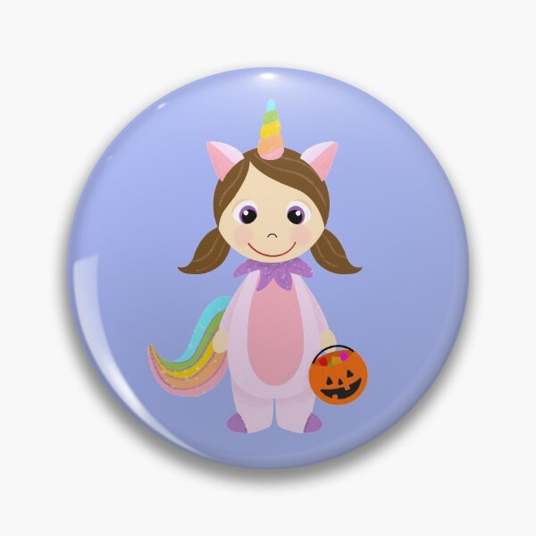 Item preview, Unicorn Girl Trick or Treater with Light Skin Brown Hair designed and sold by MCIllustration.