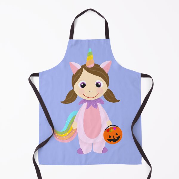 Item preview, Unicorn Girl Trick or Treater with Light Skin Brown Hair designed and sold by MCIllustration.