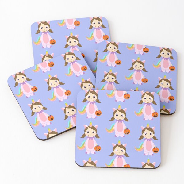 Item preview, Unicorn Girl Trick or Treater with Light Skin Brown Hair designed and sold by MCIllustration.