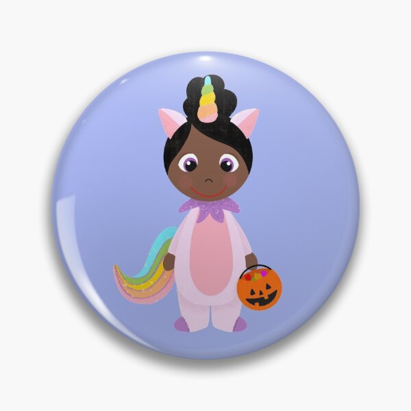 Item preview, Unicorn Girl Trick or Treater with Dark Skin Black Hair designed and sold by MCIllustration.
