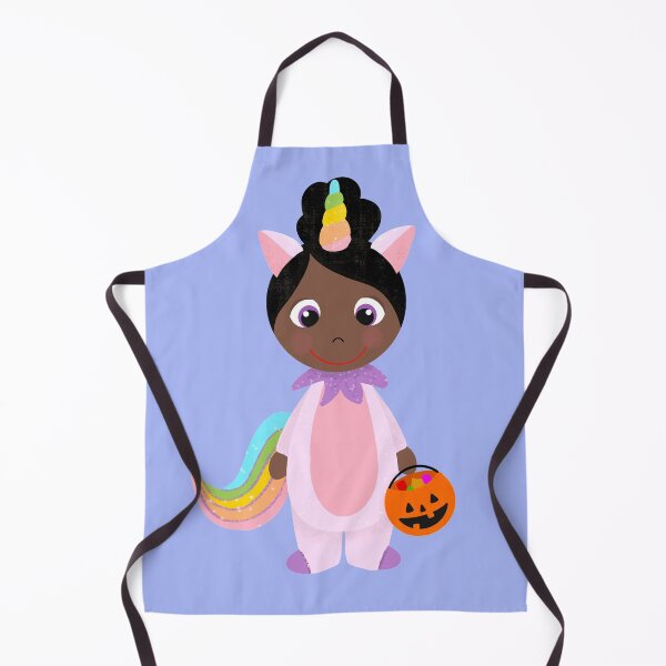 Item preview, Unicorn Girl Trick or Treater with Dark Skin Black Hair designed and sold by MCIllustration.