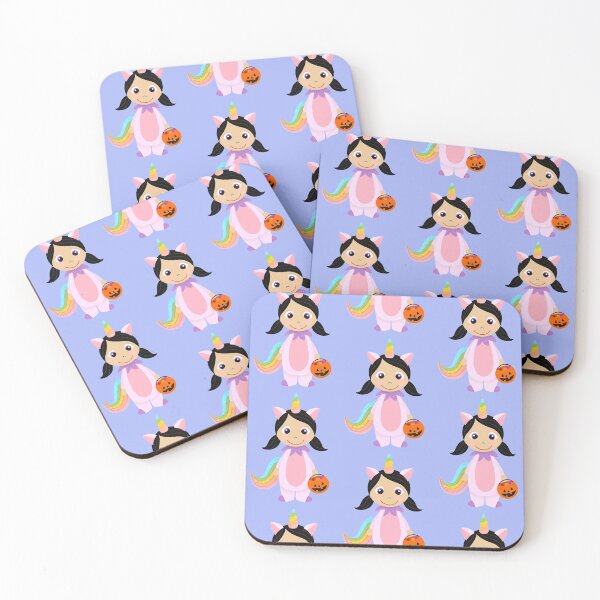 Item preview, Unicorn Girl Trick or Treater with Medium Skin Black Hair designed and sold by MCIllustration.