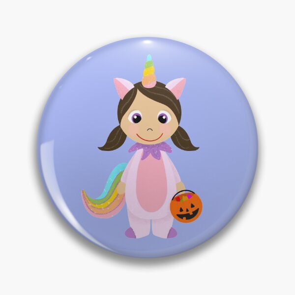 Item preview, Unicorn Girl Trick or Treater with Medium Skin Brown Hair designed and sold by MCIllustration.