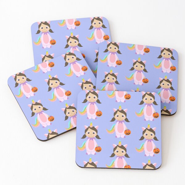 Item preview, Unicorn Girl Trick or Treater with Medium Skin Brown Hair designed and sold by MCIllustration.