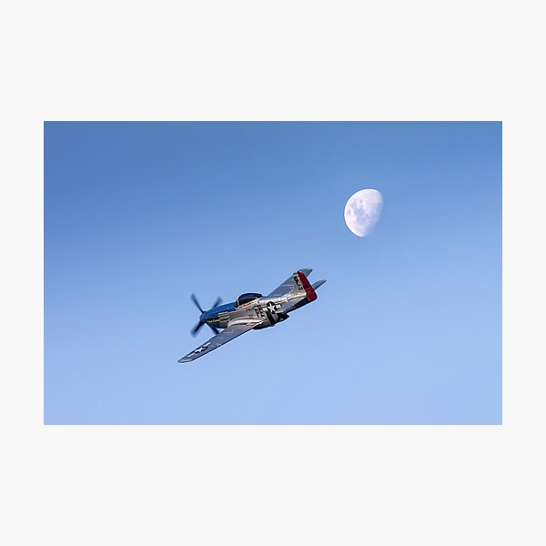 P51 over the moon Photographic Print