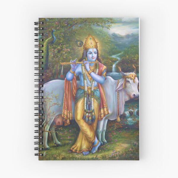 Item preview, Lord Krishna Playing The Flute, In Nature With Nandi, Both Symbols Of Joy designed and sold by heartsforlove.