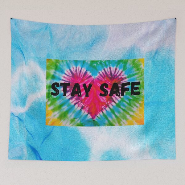 Item preview, stay safe gifts -tie dye patterns, blue and white with a heart designed and sold by fra02.
