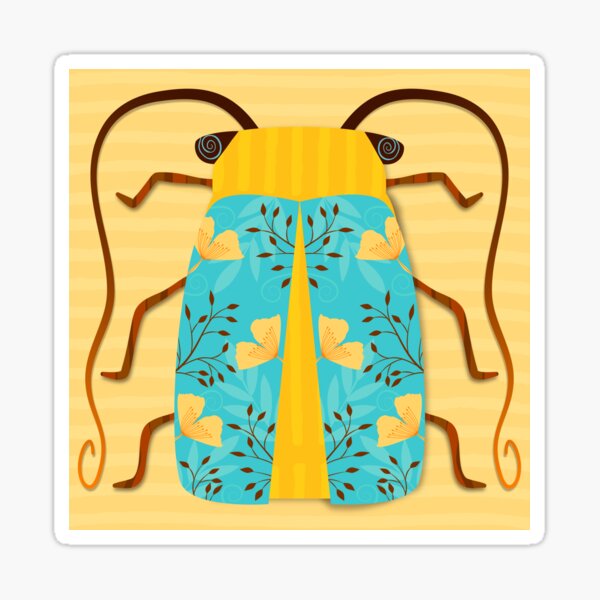 Teal and Gold Beetle Sticker