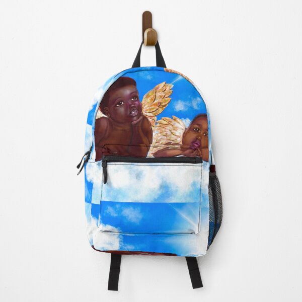 Item preview, Cherubim- brown skin cherubs with curly Afro Hair and gold wings deep in thought on a cloud designed and sold by Artonmytee.