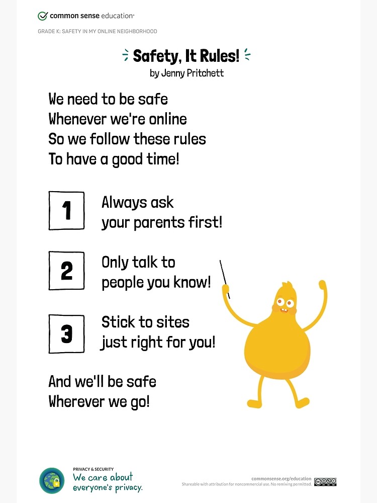 ""Safety, It Rules!" Poem Poster" Poster for Sale by CommonSenseEd
