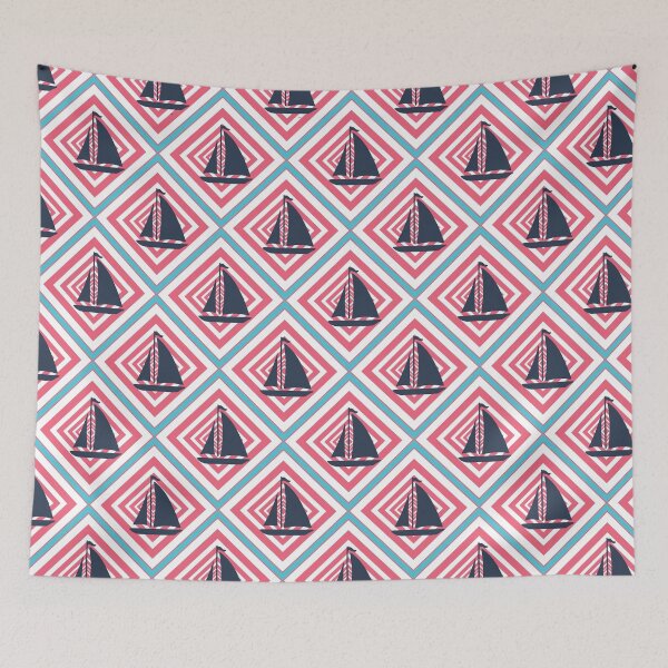 Item preview, Sailboats On Colorful Diamonds Pattern designed and sold by SharksOnShore.