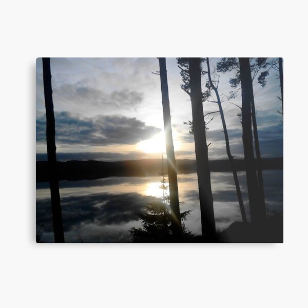Kielder Water Sunset Sky Reflection Metal Print