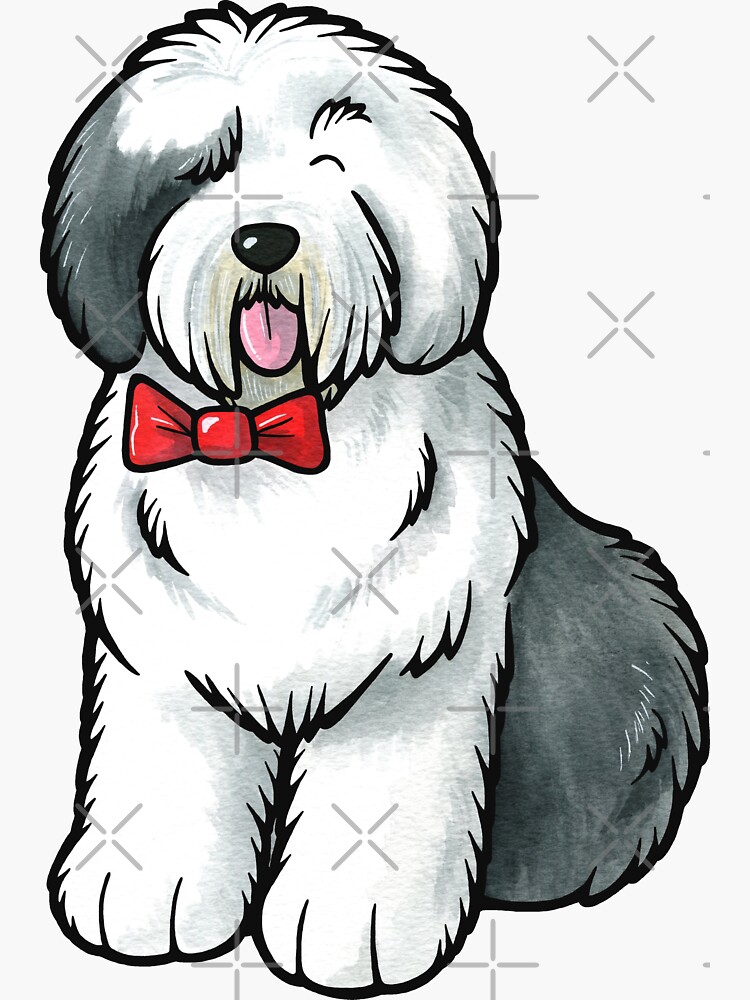 Old English Sheepdog Sticker for Sale by animalartbyjess