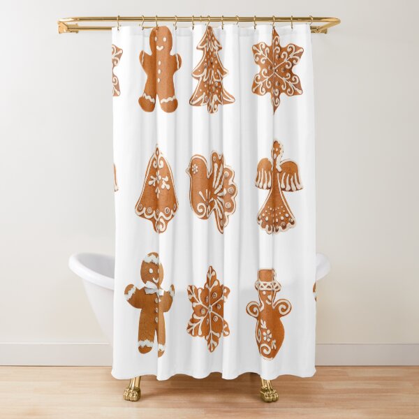Gingerbread Christmas Cookies Advent Cakes Shower Curtain