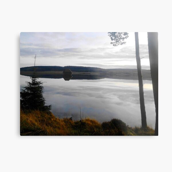 Kielder Reservoir Reflection Of Sky In Water Metal Print