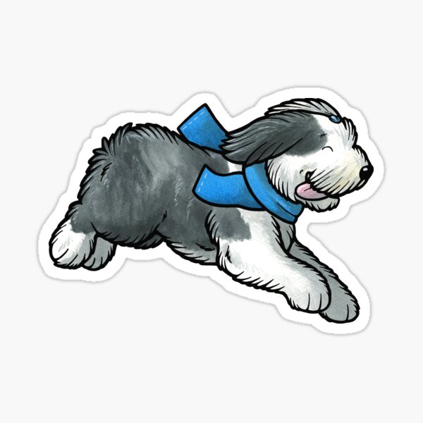 Old English Sheepdog Sticker for Sale by animalartbyjess