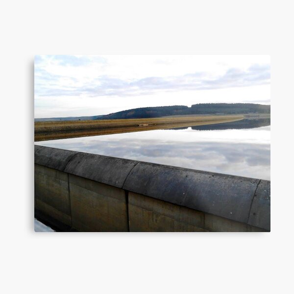 Kielder Reservoir Dam Reflection In Water Metal Print