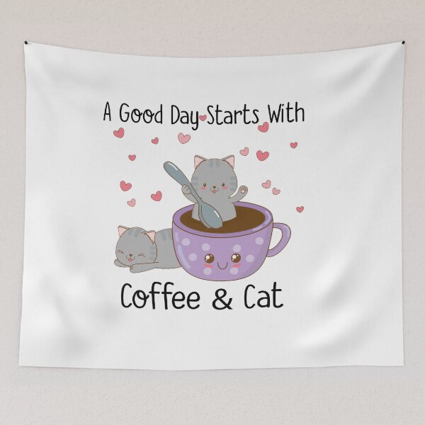 Item preview, A Good Day Starts With Coffee & Cat Cute designed and sold by Vaphun2707.